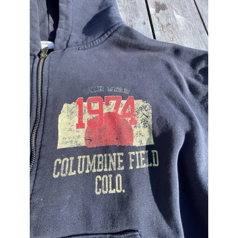 Vintage 1974 “WAR” Columbine Field Colorado Zip Up Hoodie Rare - Picture 2 of 7